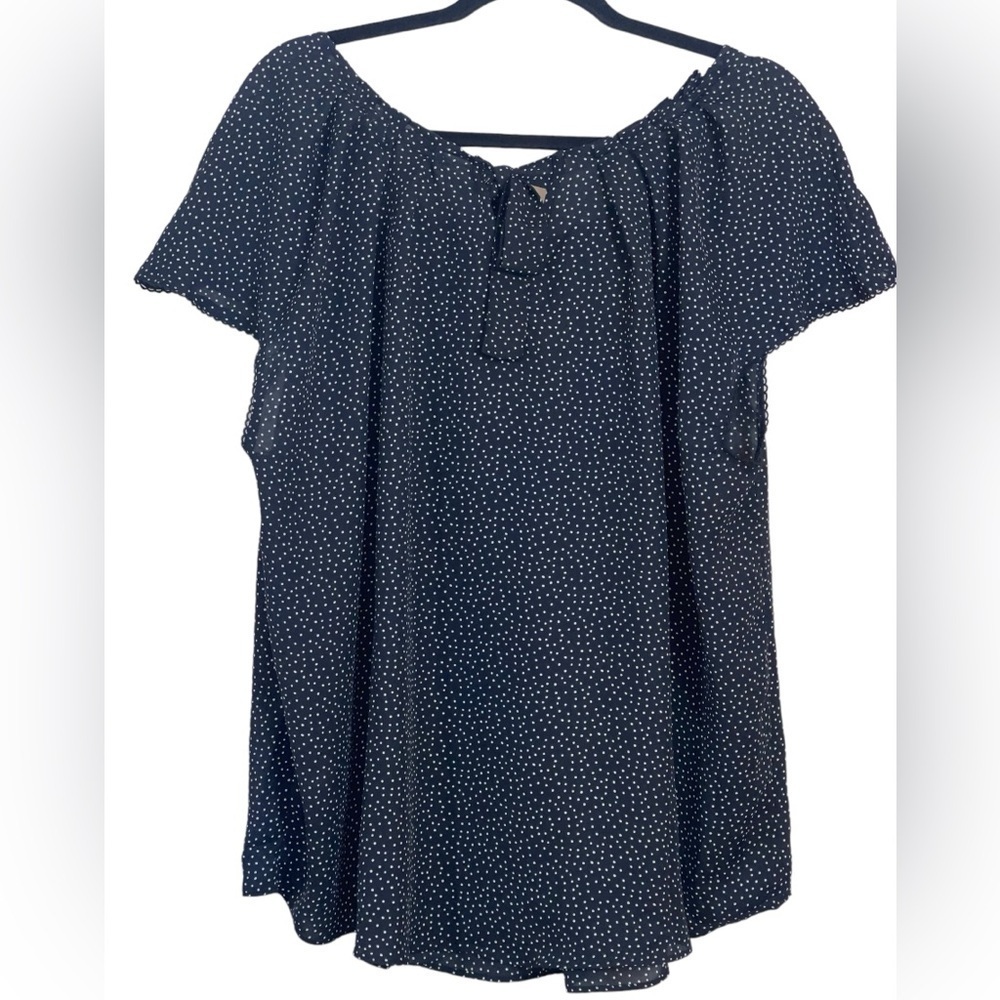 NWT-Lauren Conrad black with white polka dot blouse. Size 2X